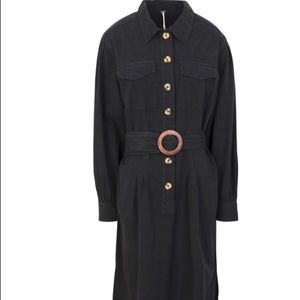 Free People Audrey Black Button-down Dress NEW